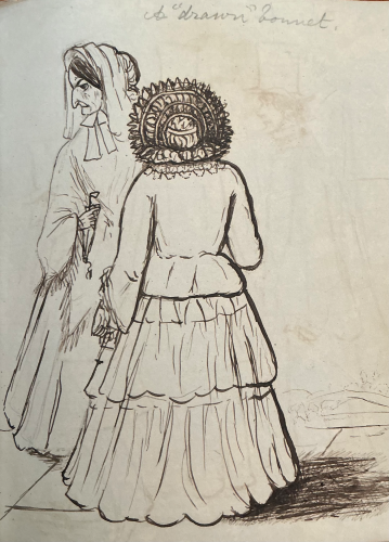   “Shadows of the Past.” Victorian costume drawings.